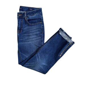 Vigoss Stevie Crop Straight Denim Jeans Raw Hem Zipper Ankle Women's 27